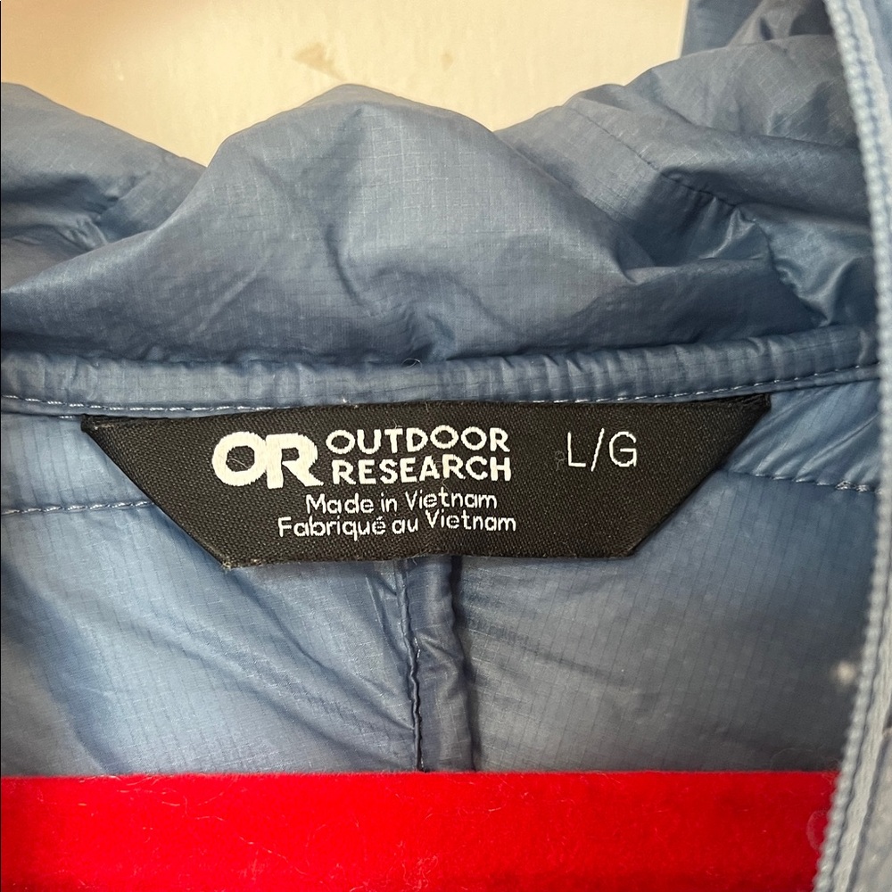 Outdoor Research Women's SuperStrand LT Hoodie Light Blue Puffer Jacket - Picture 3 of 7